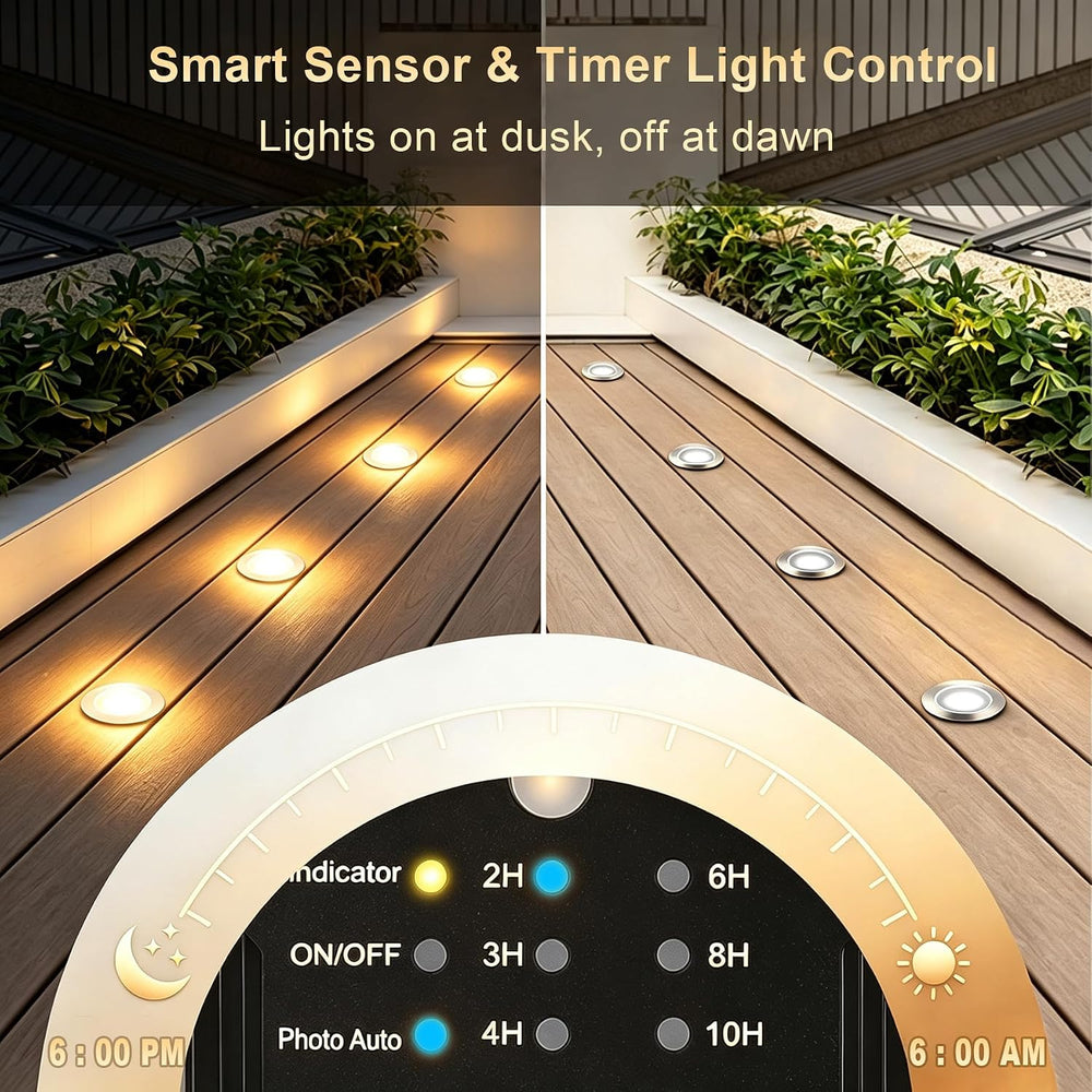 Dimmable LED Deck Lights with Timer and Photocell Sensor, 20 Pack Recessed De...