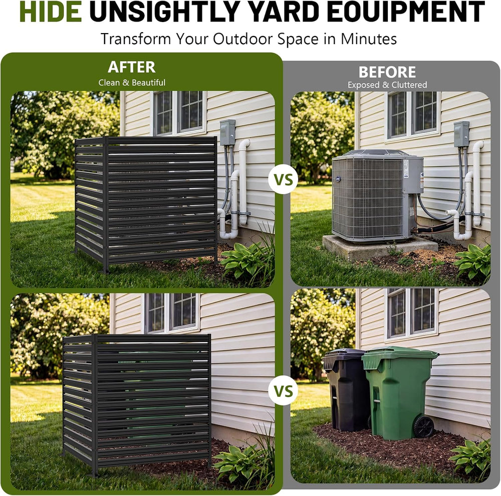 2 Panel No Dig Privacy Fence Screen, 42" H × 38" W Metal Outdoor Ai...