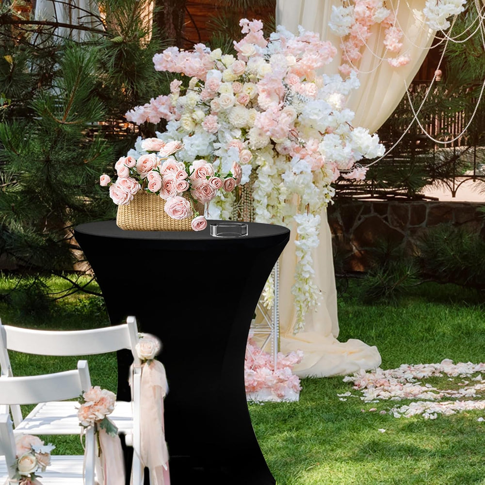 2 Sets 32in Folding Cocktail Tables+Black Cocktail Table Covers