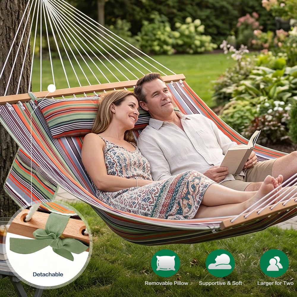 GAFETE 14FT 2 Person Family Hammock for Outside, Extra Large, 550lbs