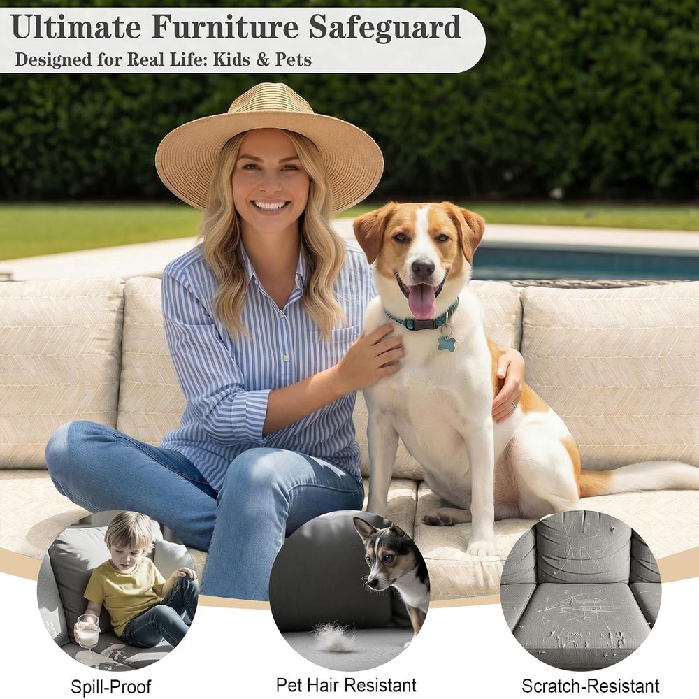 8 Pack Outdoor Cushion Covers, Water Resistant, High Stretch Fit