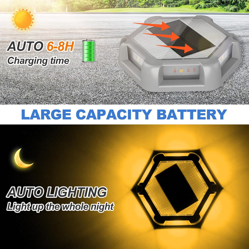 Solar Dock Lights, Solar Driveway Deck Lights, Warm White 8 Packs