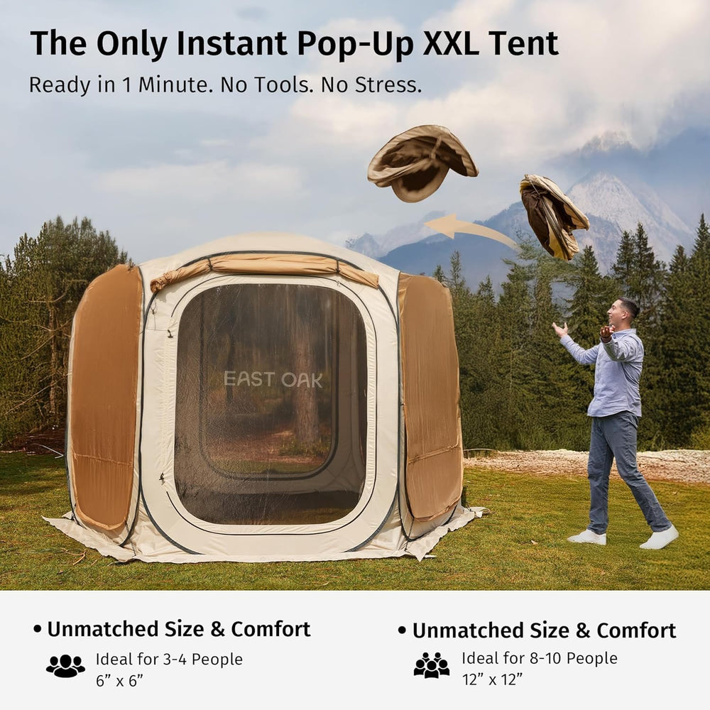 East Oak 12×12 FT Pop Up Canopy Tent with Mosquito Netting | Outdoor Screen H...