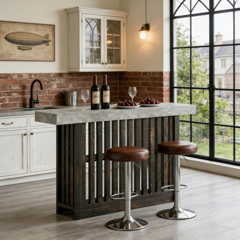 GarveeHome 63" Long Bar Table - Counter Bar Height Pub Table with 2 Tier...