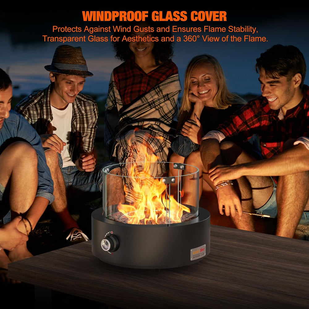 15.7" Gas Fire Pit Bottom-Mounted for Table with Umbrella Hole, FP039