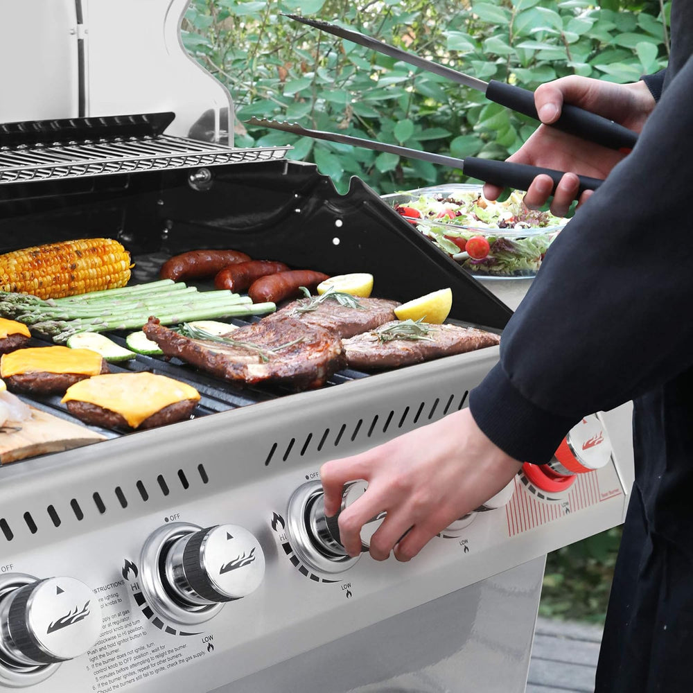 Royal Gourmet GA6402S 6-Burner Propane Gas Grill with Side Burner, Silver