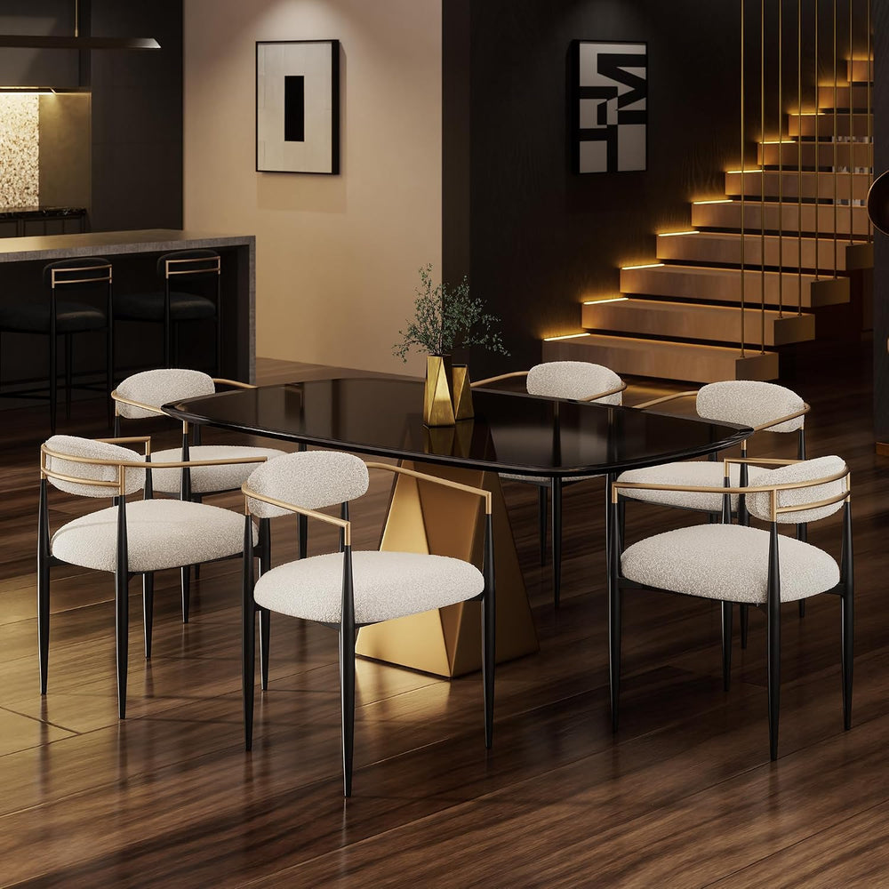 Morden Fort Modern Dining Chairs Set of 6, Cream Boucle
