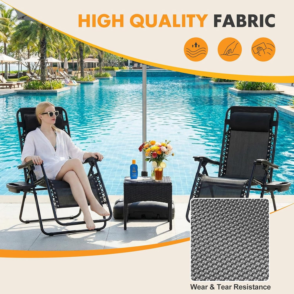 NEWBULIG Zero Gravity Chairs Set of 2, Folding Lounge Recliner Chair