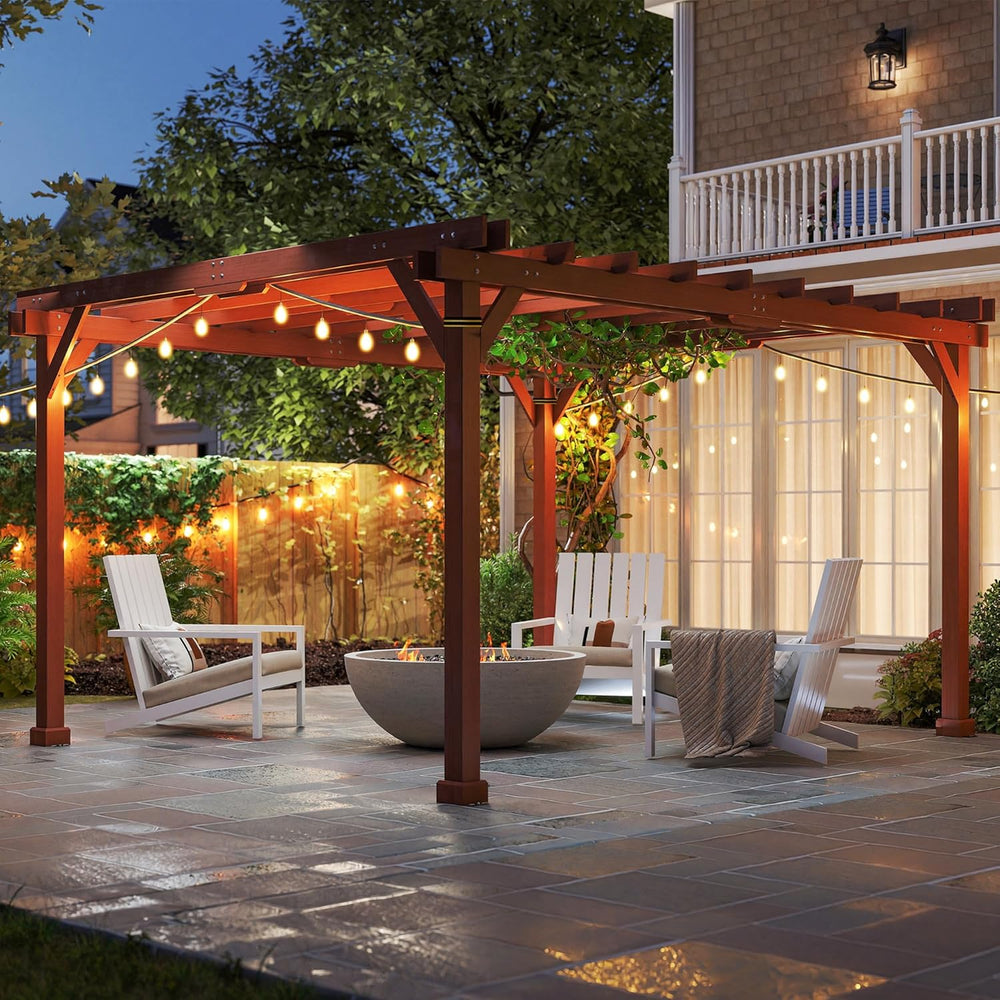Outsunny 11' x 12.5' Outdoor Pergola, Wood Pergola Gazebo Grape Trellis