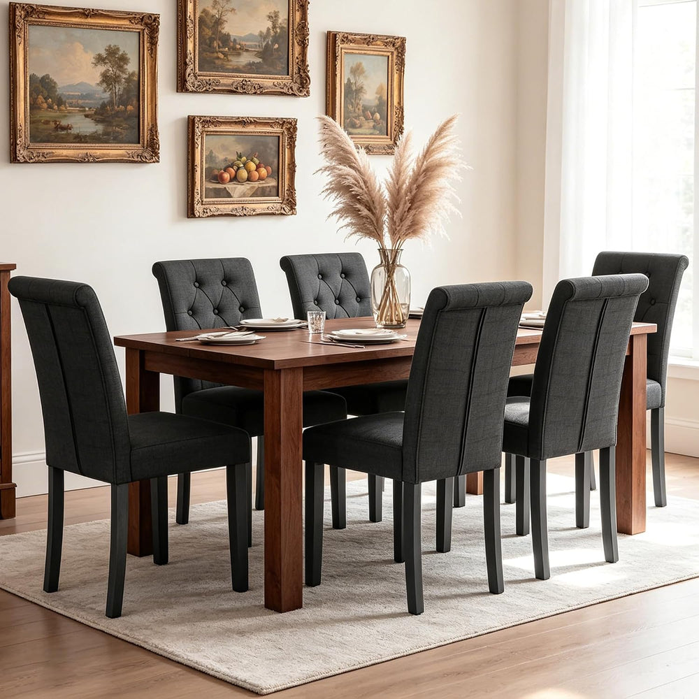 LSSBOUGHT Set of 4 Modern Tufted Dining Chairs, Button Padded Fabric Chairs w...