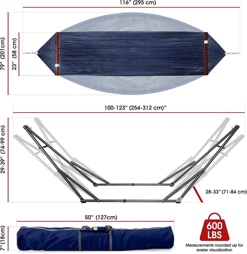 Tranquillo Hammock Stand, Premium Pre-Assembled for Indoor Outdoor, Aegean