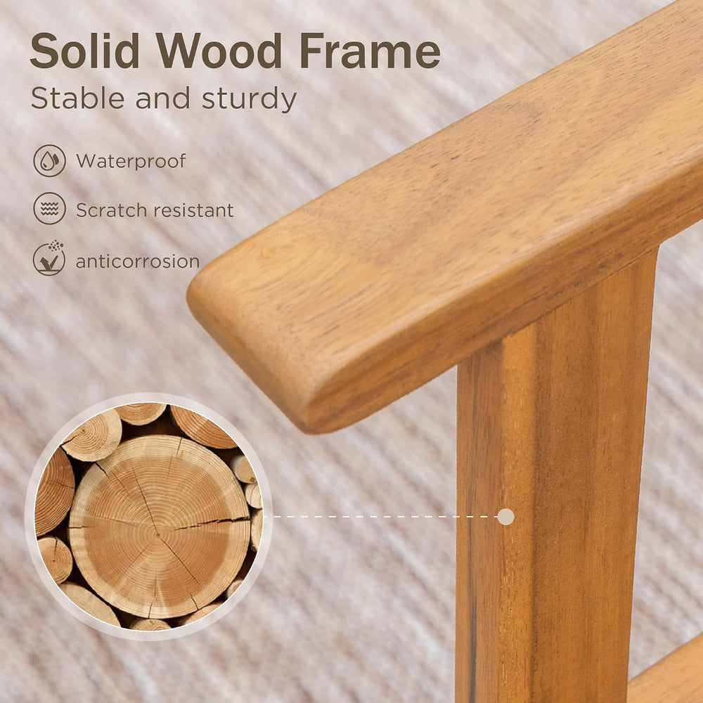 PHI VILLA Patio Dining Chairs, Set of 6, Acacia Wood & Wicker, Wood