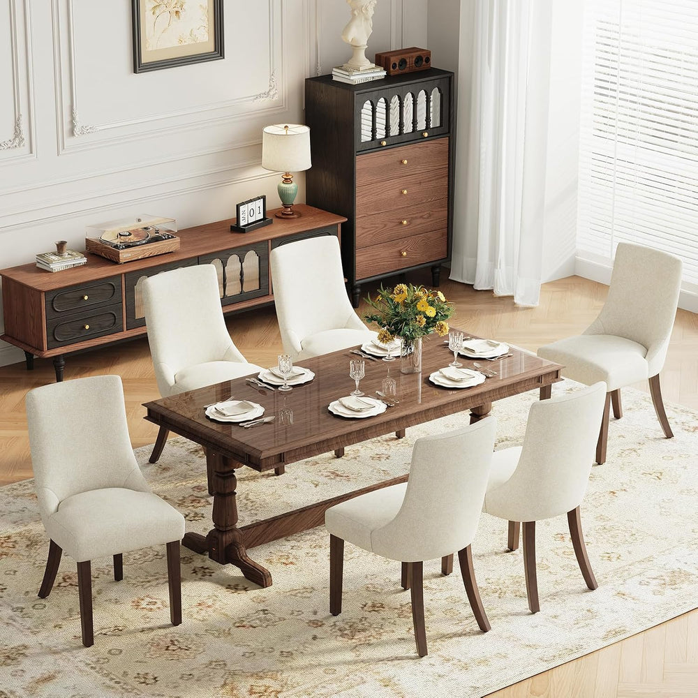 MALOL Wooden Dining Chairs Set of 6, Upholstered Kitchen & Dining Room Ch...