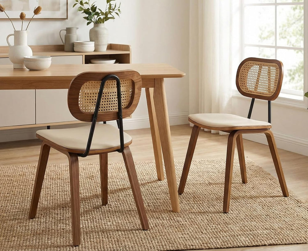HEAH-YO Modern Dining Chairs Set of 2, Upholstered Faux Leather Dining Room C...
