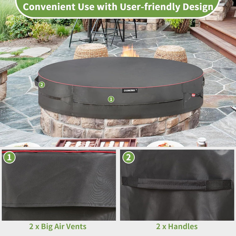 Premium Heavy-Duty Round 52-57 Inch for In Ground Fire Pit Cover