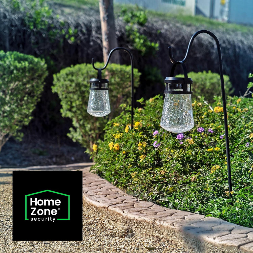 Home Zone Living 2PK Solar Crackle Glass Lanterns Hanging Light