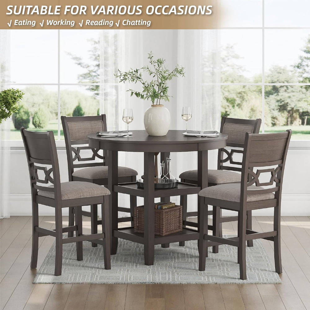 Signature Design by Ashley 5-Piece Round Counter Height Dining Set, Gray
