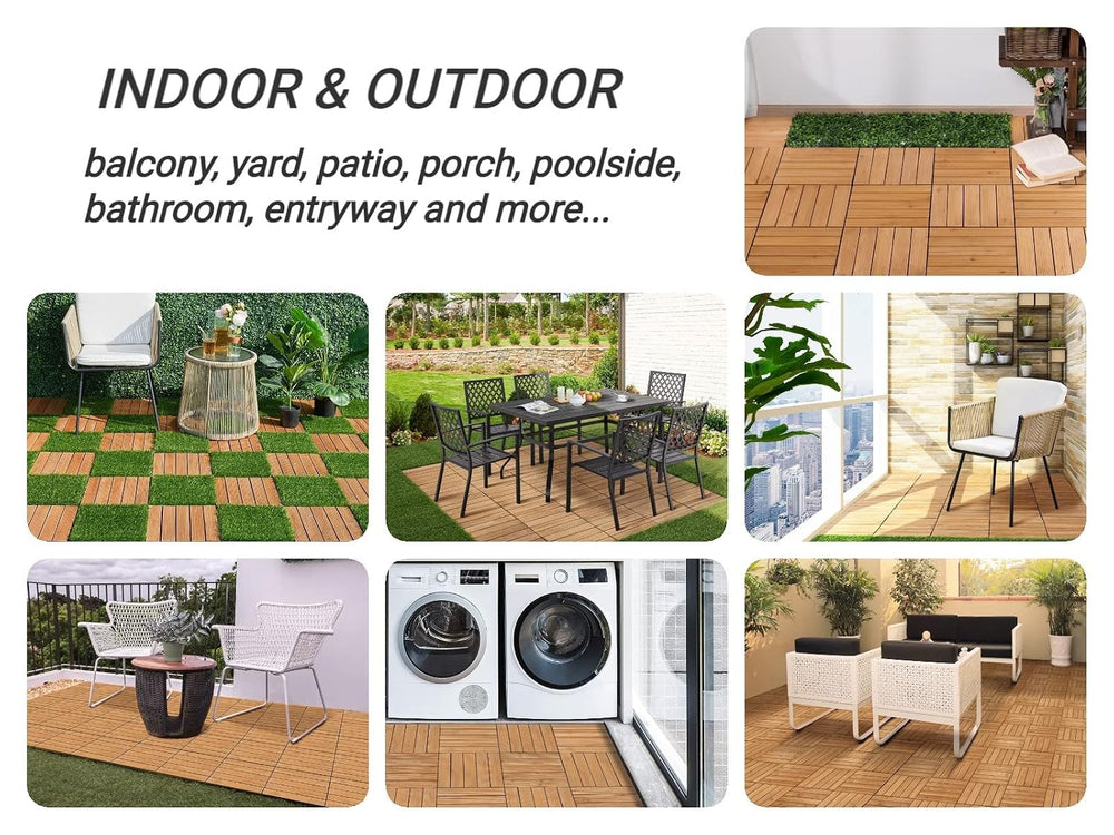 Yaheetech 27PCS Interlocking Deck Tiles Outdoor Patio Floor, Natural Wood