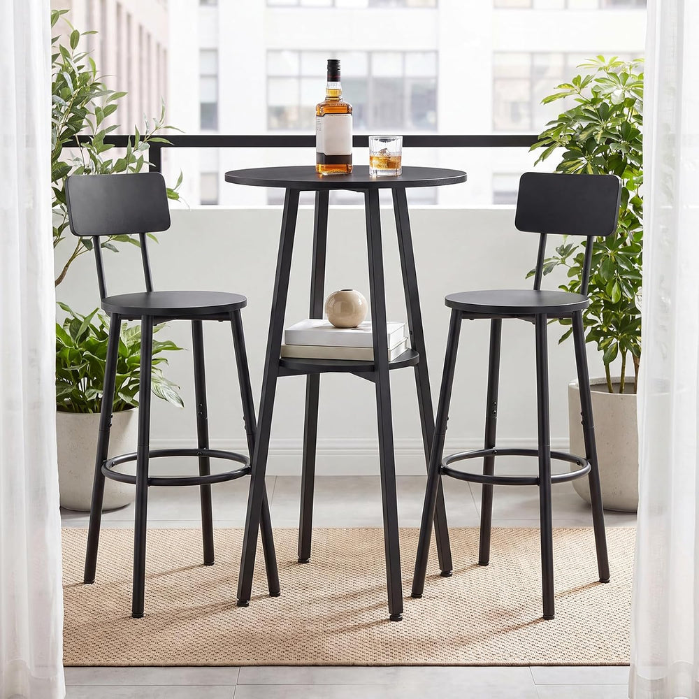 HOOBRO 3 Pieces Round Bar Height Table and Chairs Set, Round Dining Table Set...