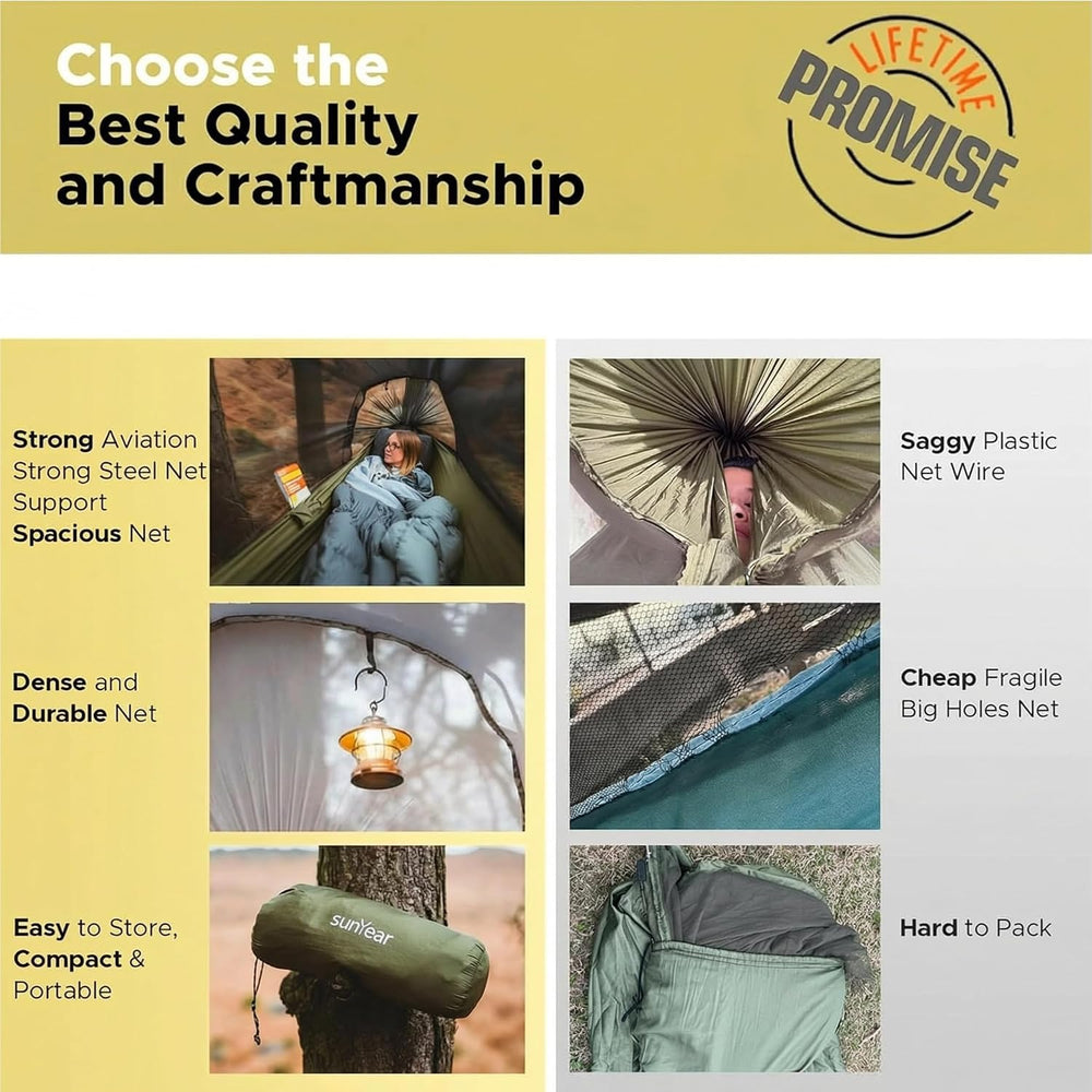Sunyear Camping Hammock Tent - Portable Hammocks with Mosquito Net (Single/Do...