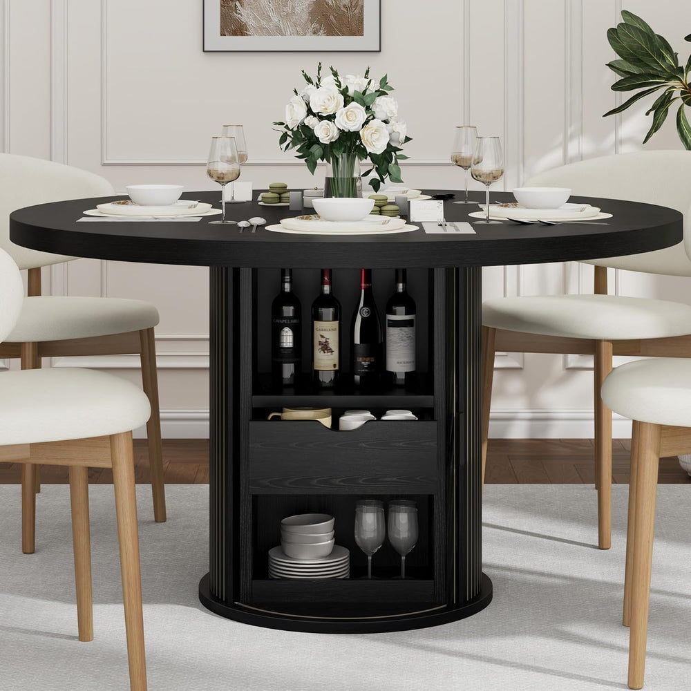 IDEALHOUSE 47" Round Dining Table for 4-6, Modern Farmhouse Kitchen Table