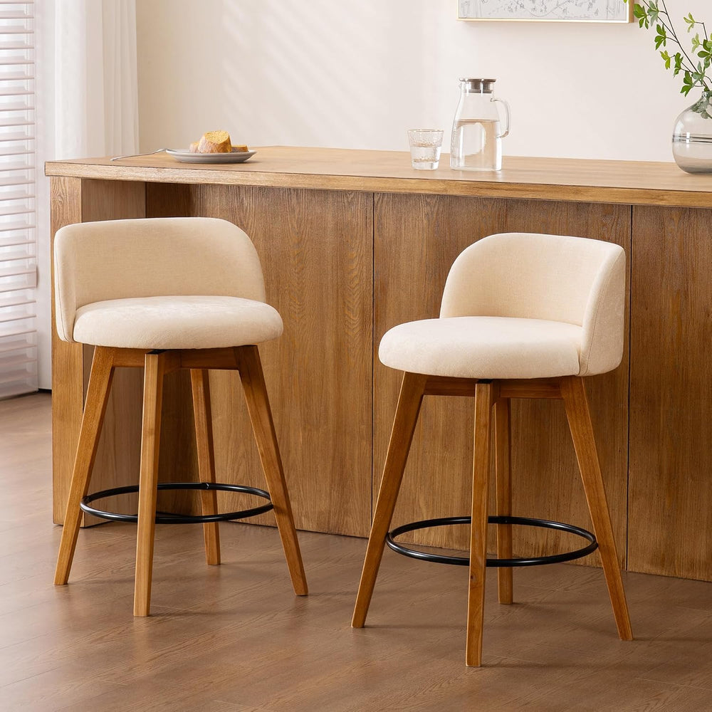 EYYTHUNG 26" Counter Height Bar Stools Set of 2 Mid Century Modern Farmh...