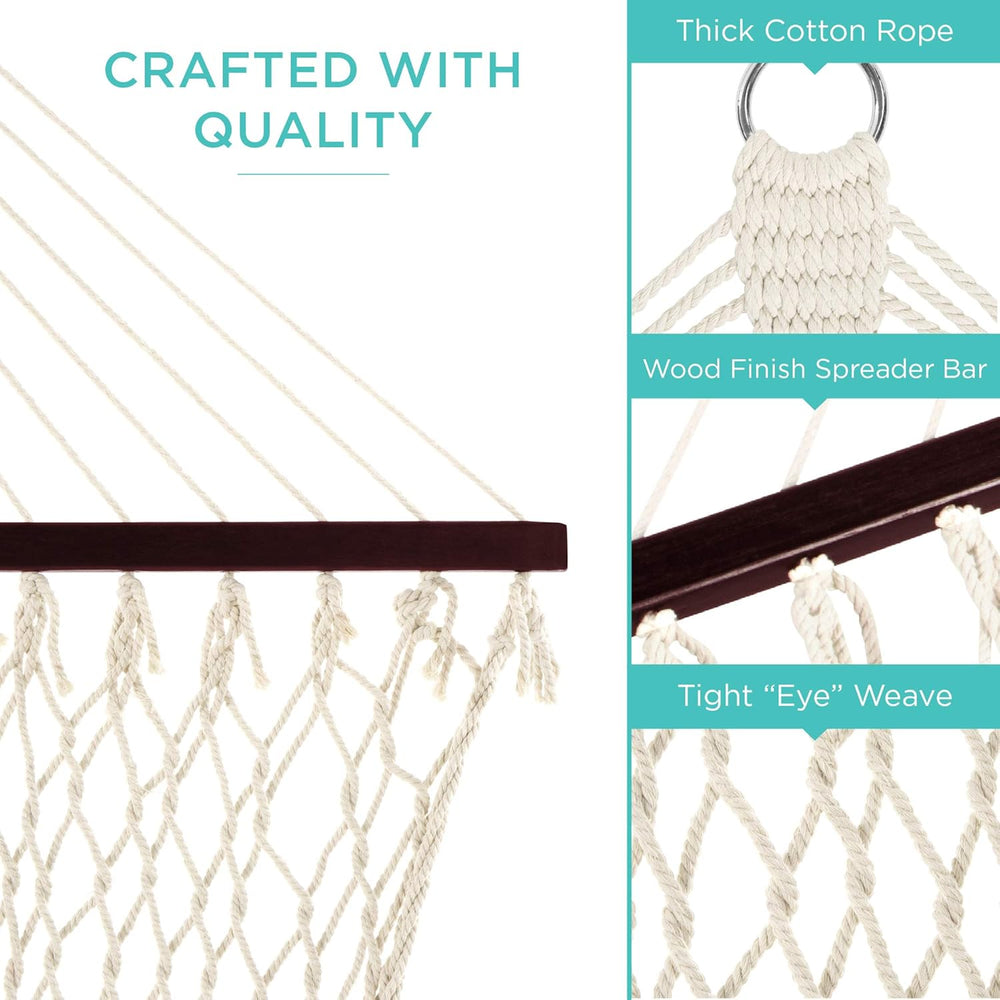 Best Choice Products 2-Person Double Hammock, Outdoor Woven Cotton Rope Hammo...