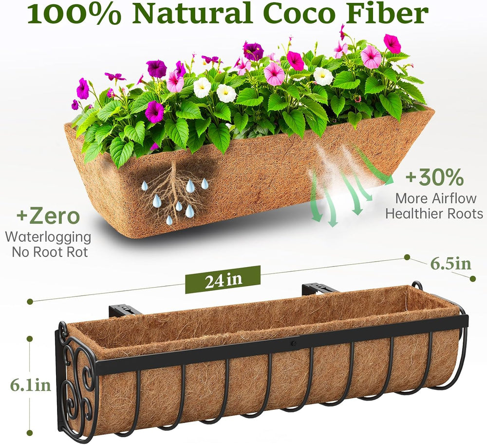 VOXOR Railing Planter Boxes, 24 Inch Window Boxes Planters, Balcony Planters ...