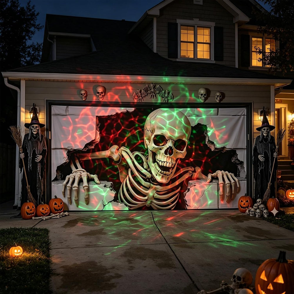 7 x 16 ft Halloween Garage Door Cover Halloween Decorations Outdoor Hanging B...