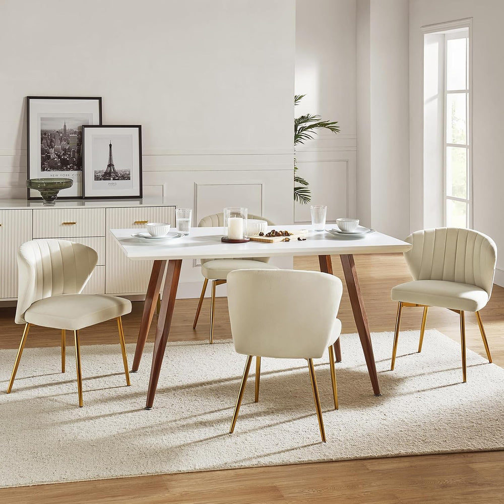 HULALA HOME Velvet Dining Chairs, Modern Small Armless Accent Chair with Gold...