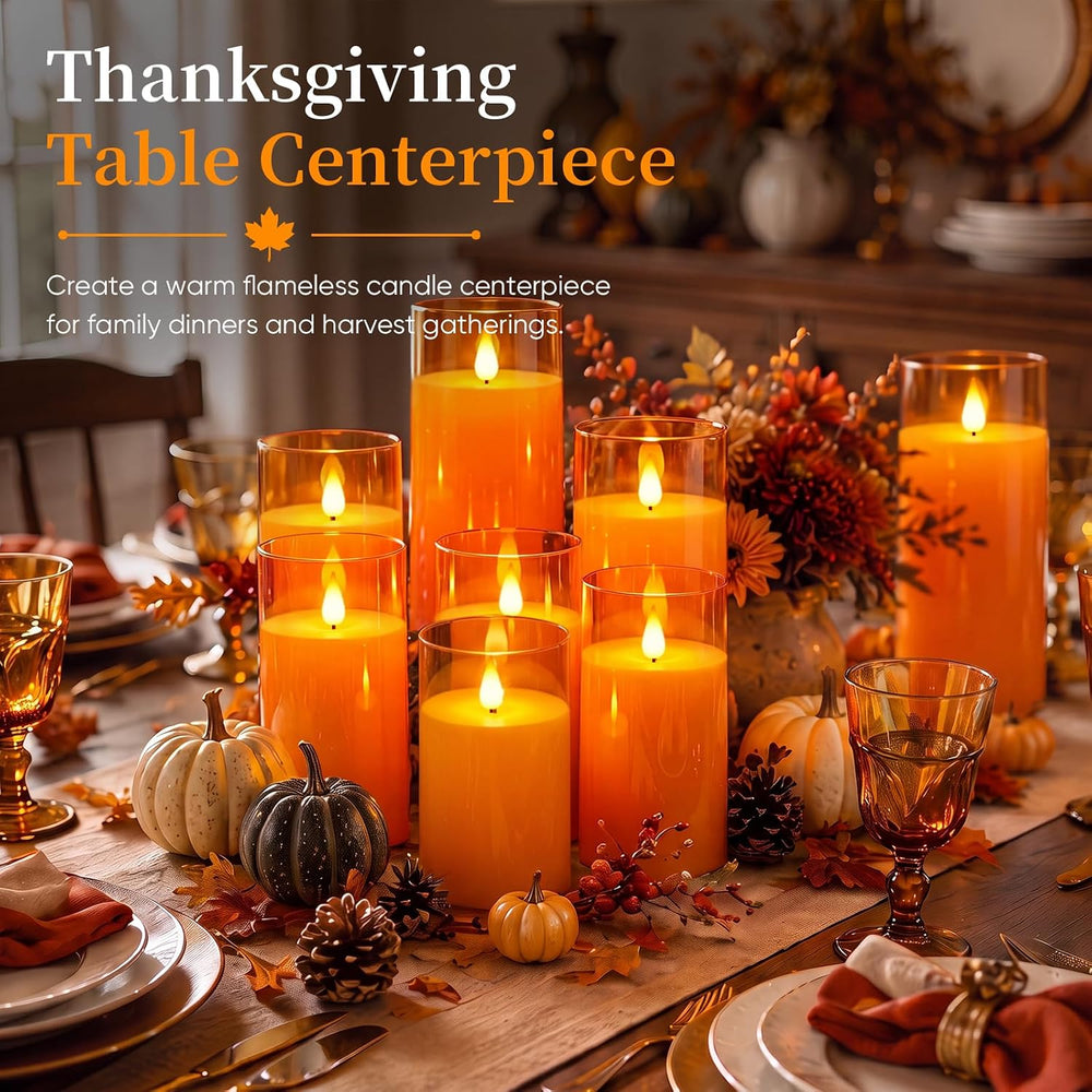 Homemory Halloween Orange Flameless Candles, Acrylic, Remote Timer, 9 Pack