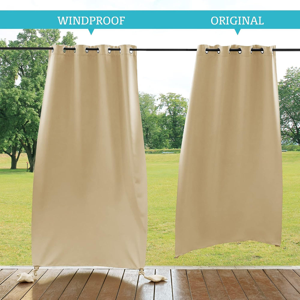 RYB HOME Outdoor Curtains Windproof - Waterproof Blackout Curtain with Weight...