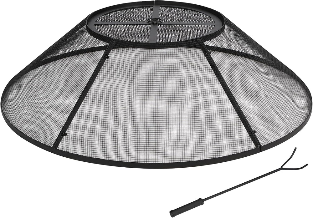 Fire Pit Spark Screen 36 Inch with Top Cover Round, Heavy Duty Collapsible Ou...