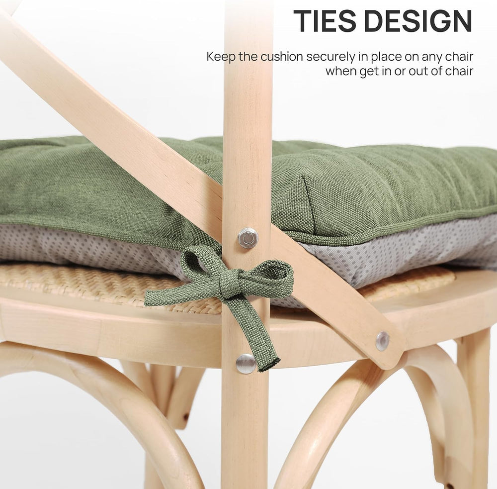 Love's cabin Memory Foam Chair Cushions Set of 4, 15.5 Inch, Green