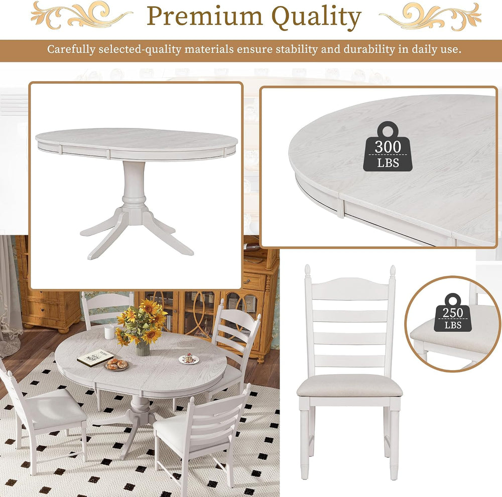 LUMISOL 5-Piece Solid Wood Dining Table Set for 4, Farmhouse Kitchen Table Se...