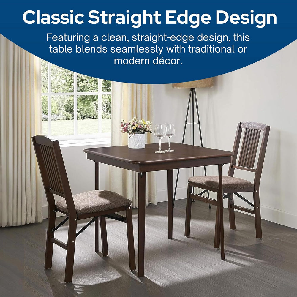 Stakmore Classic Straight Edge Square Wood Folding Table, 32x32, Espresso