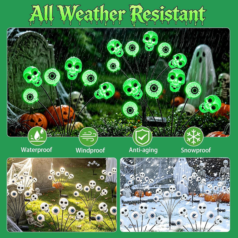Halloween Decorations Outdoor, 4 Pack 24 LED Green Solar Scary Eyeball Lights...