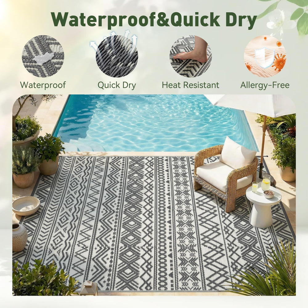 MontVoo-Outdoor Rug Waterproof 6x9 ft Outdoor Carpet Patio Rug Mat Reversible...
