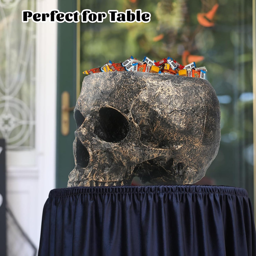 GameXcel Halloween Skull Candy Bowl - 8.5" Extra Large Candy Dish Holder