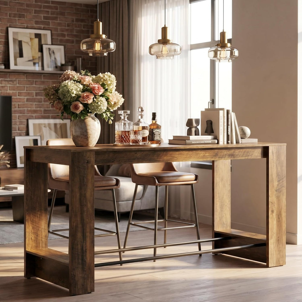 Tribesigns 63'' High Top Long Bar Table, 37.4'' Counter Heigh...