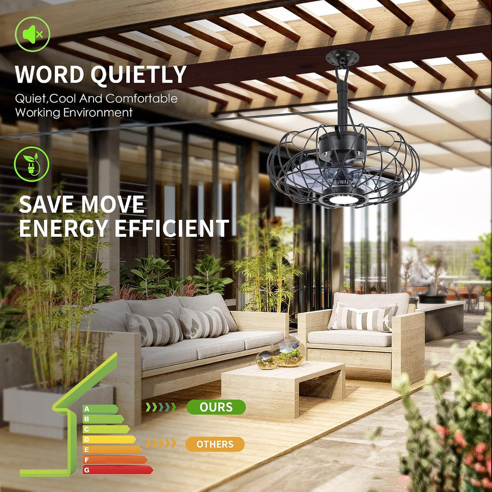 Outdoor Gazebo Fan with Hanging Hook, 15'' Waterproof Outdoor Ceiling...