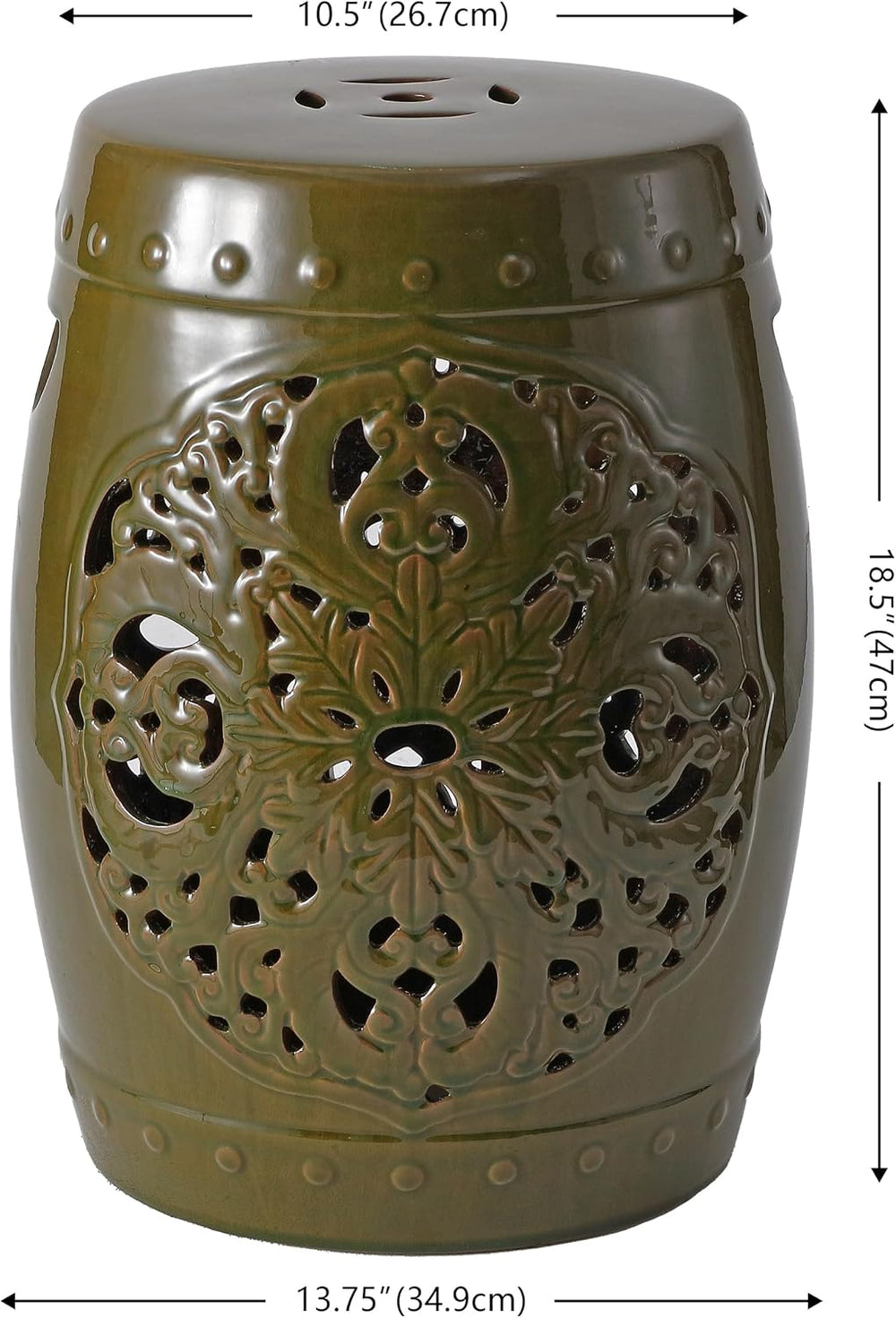 SAFAVIEH Furniture - Flora Decorative Garden Stool - Spring Green - Ceramic -...