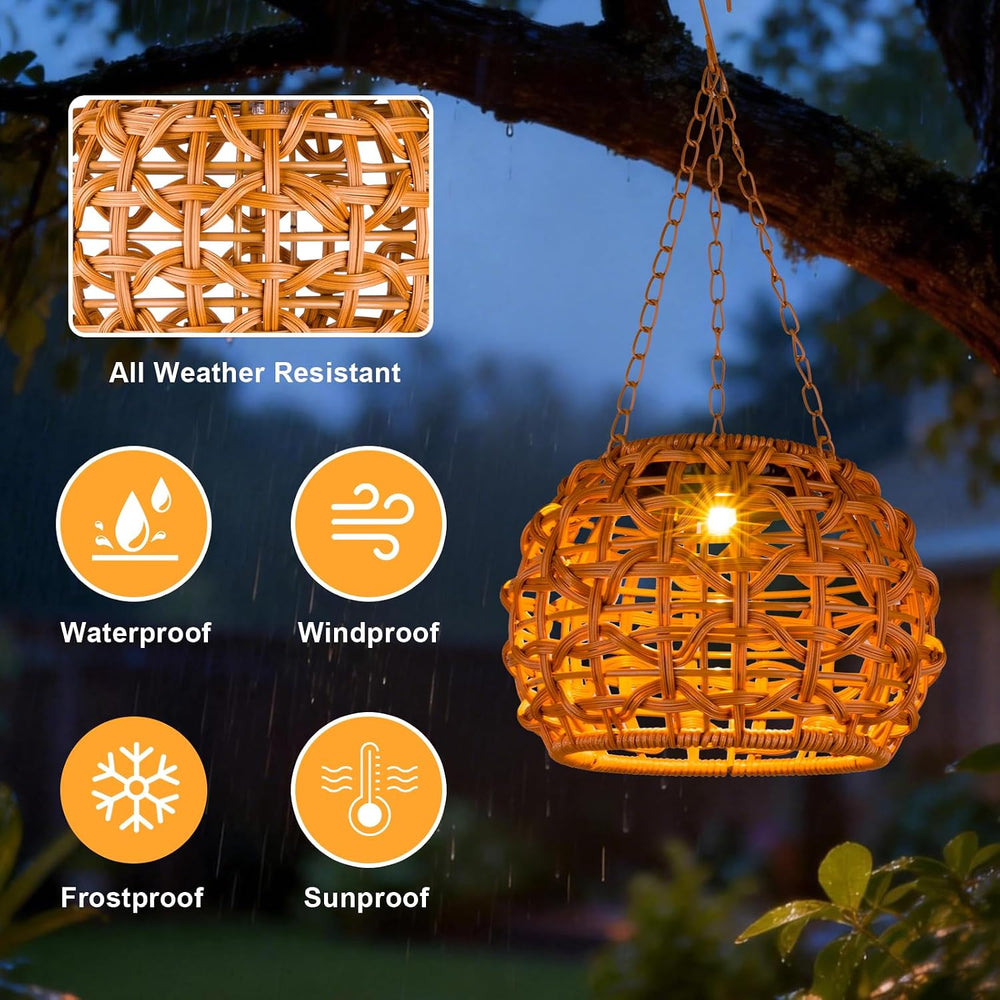 2 Pack Solar Lanterns Outdoor Waterproof, Hanging Solar Lights for Outside wi...
