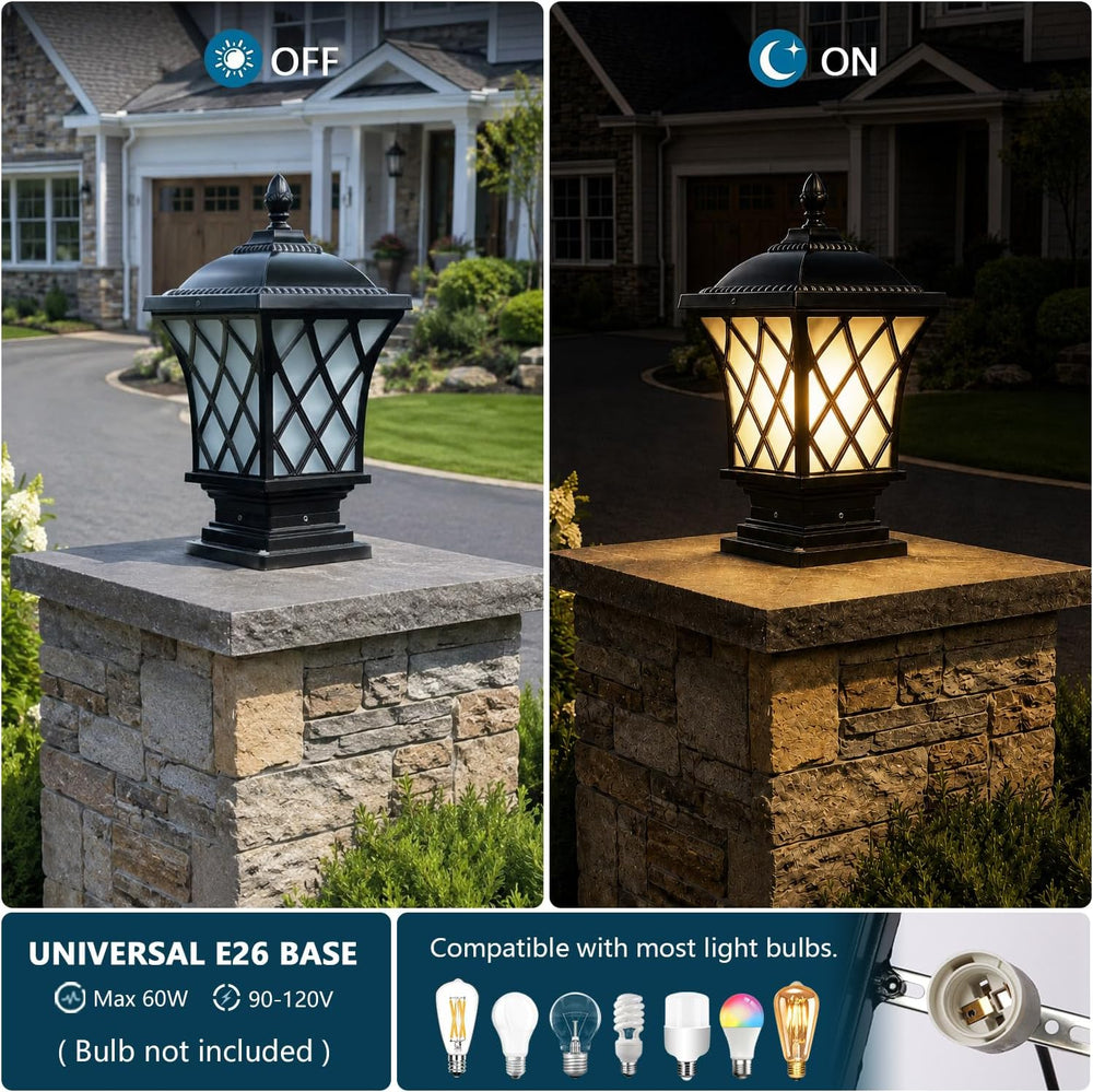 Large Post Lights Outdoor, 18.9″ H Aluminum Column Lights Waterproof, Hard Wi...