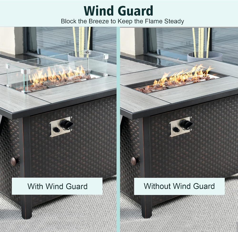 23x7x5.5 Fire Pit Glass Flame Wind Guard,Thick Tempered Glass Rectanglar Fire...
