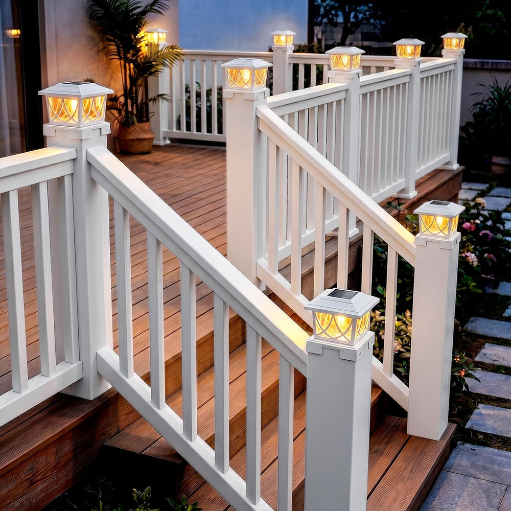 JOFIOS Solar Post Lights Outdoor 2pack, Adjustable Base Fits 3.5"–6&quot...