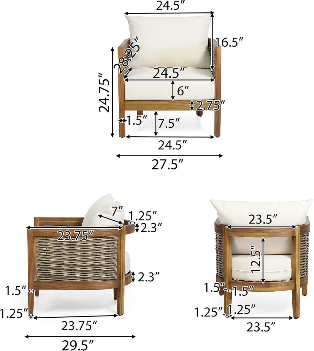 CHRISTOPHER KNIGHT HOME Burchett Outdoor 4pc Chat Set - Acacia Wood and Wicke...