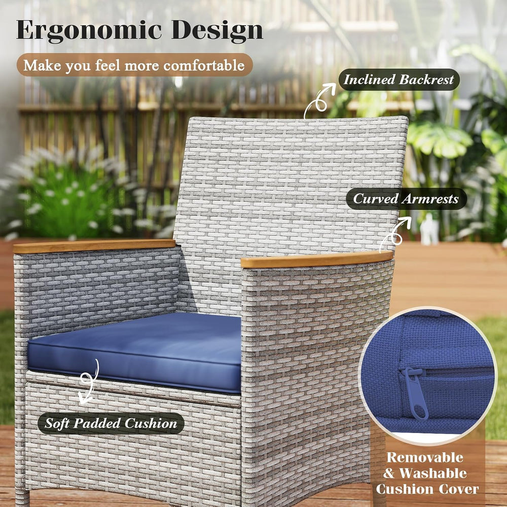 COSTWAY 9-Piece Patio Rattan Wicker Dining Set for 8 with Umbrella Hole