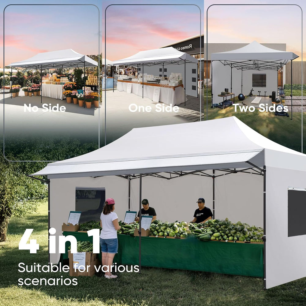 Quictent 10'x20' Heavy Duty Pop up Canopy Tent with 3 Removable Sidew...