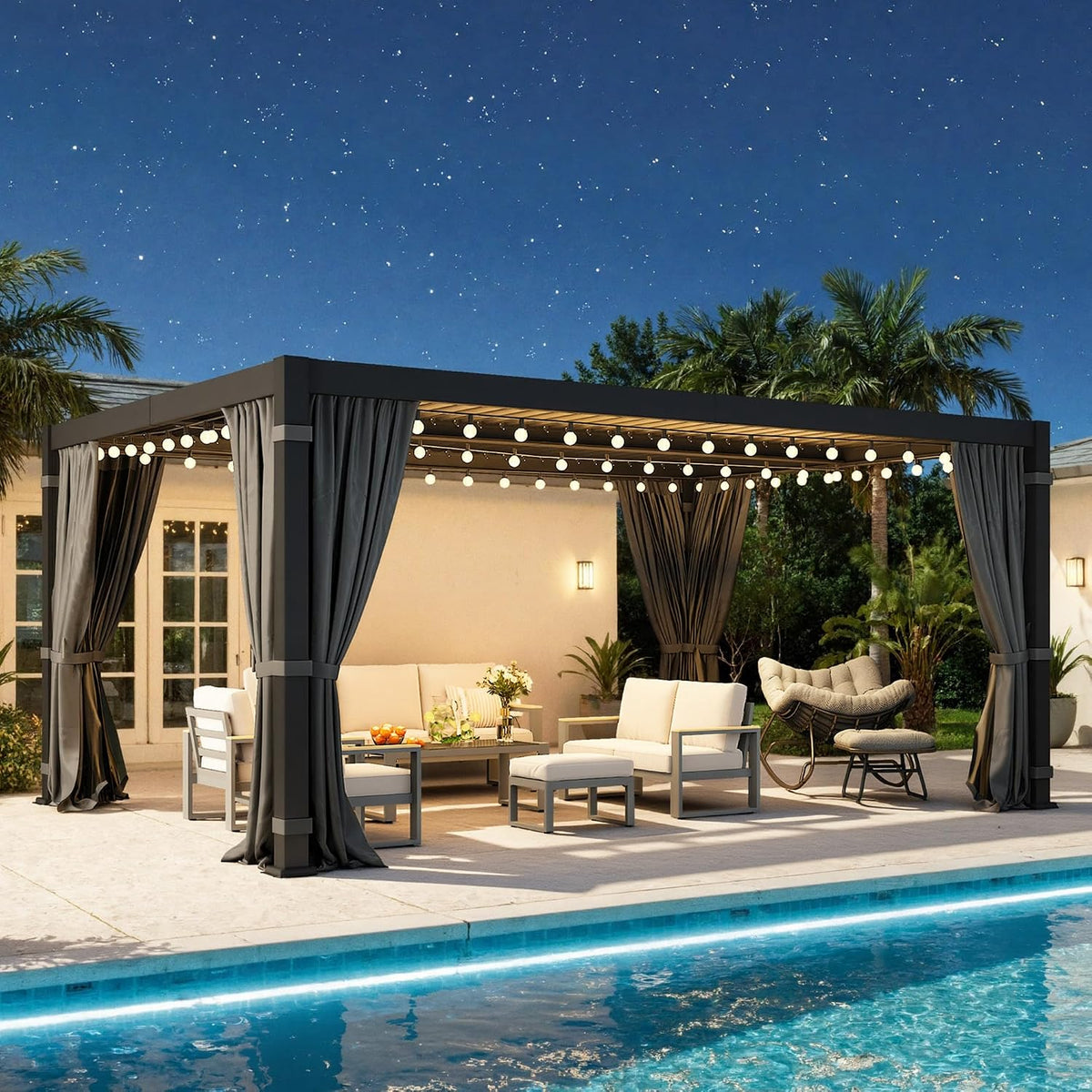 12' x 16' pergola with adjustable louvered roof, main product view
